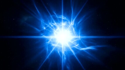 Bright blue energy burst radiating in a dark cosmic space, symbolizing power and innovation