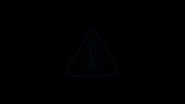 Neon warning animation on black background. Risk caution message sign motion. danger risk alert icon video footage.