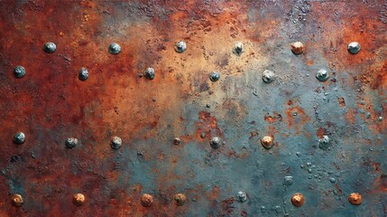 Rusty Riveted Metal Plate with Weathered Industrial Texture