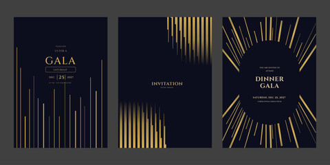 Elegant Dinner Gala Cards December 2027  Abstract Gold Pattern