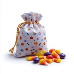 Halloween treats festive party snack bag colorful candies celebratory environment top view fun concept