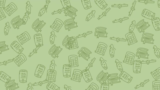 Doodle style of calculators and watches for educational posters, time management planners, and office supplies branding designs.