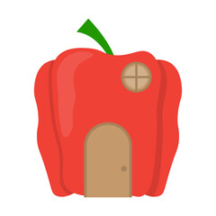 Cartoon Bell Pepper House Illustration