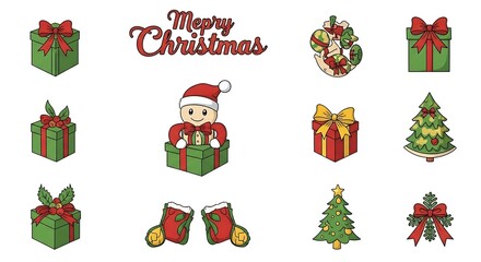 set icon Christmas design elements, vector