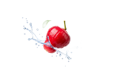 Fresh Rose Apple Splashing in Water on a White Background