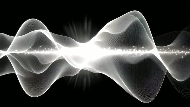 Ethereal Sound Waves Visualizing Abstract Sound Patterns on Black Background