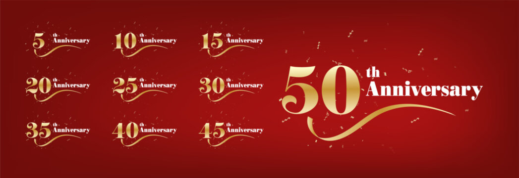 Anniversary 5th, 10th, 25th, 50th Logos  Golden Celebration Design