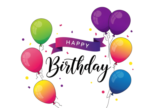 Colorful balloons with Happy Birthday banner for birthday celebration design