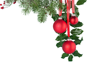 christmas tree branch with red balls