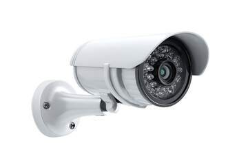 White Security Camera on Transparent Background Surveillance Equipment, PNG