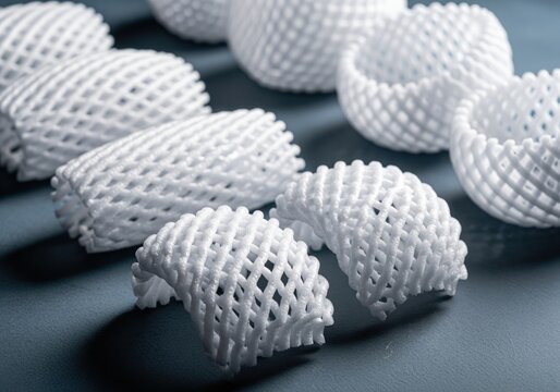 Elegant studio shot of white expanded polyethylene foam nets for fruit packaging