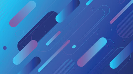 Abstract blue background with dynamic shapes and gradient color transitions