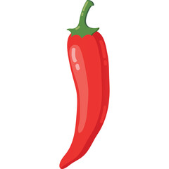 Pixel Art Red Chili Pepper with Green Stem Isolated on White Background Simple Illustration Vibrant Color
