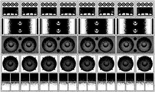 レゲエサウンドシステムスピーカーセットのグランジベクター背景