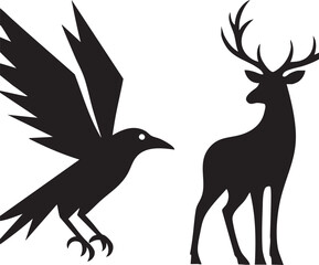 Various animal icons illustrated in a minimalistic black silhouette style showcasing different species and forms
