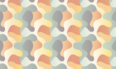 Seamless Abstract Interlocking Wave Pattern, Modern Pastel Liquid Puzzle Vector Background