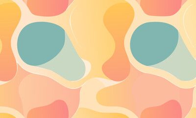 Seamless Abstract Organic Shapes Pattern, Modern Pastel Layered Blobs Vector Background
