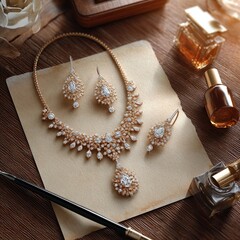 Elegant and luxurious jewelry set with necklace ears and pendant for special occasions and fashion
