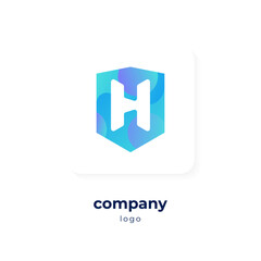 Fototapeta premium modern blue gradient shield logo