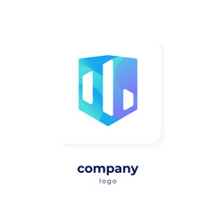 modern blue gradient shield logo