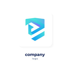 modern blue gradient shield logo