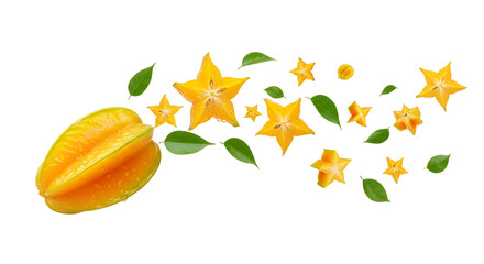 Naklejka premium Fresh Star Fruit Slice isolated on white background, healthy tropical fruit concept