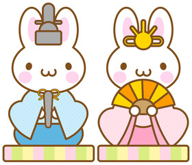 うさぎのキャラクターが雛祭りでイメージイラスト