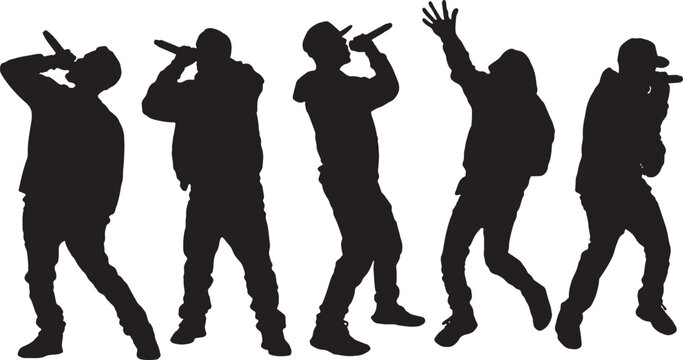 Beatboxer Performing with Microphone Silhouette Collection