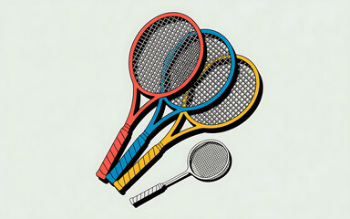 Vibrant tennis rackets artwork ready for a match, perfect for sports marketing, fitness campaigns, or a sporty, competitive edge in your next project