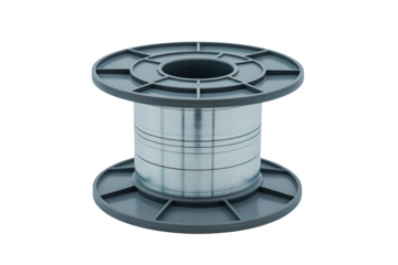 Empty industrial plastic cable reel isolated on transparent background
