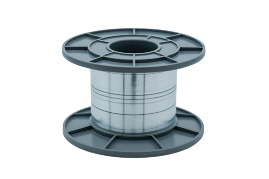 Empty industrial plastic cable reel isolated on transparent background