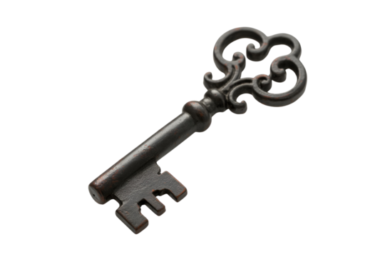 Antique ornate skeleton key isolated on transparent background - Powered by Adobe