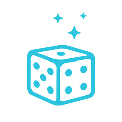 Lucky dice icon, Isolated on white background, Blue icon