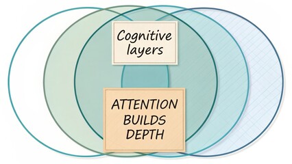 Diagram Illustrating Cognitive Layers and Attention Building Depth in a Conceptual Framework for Learning and Understanding