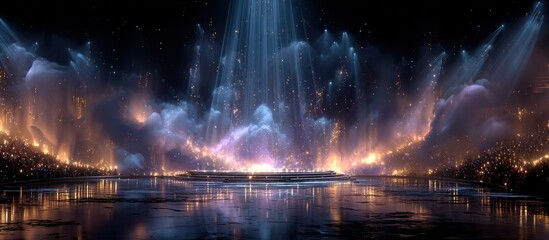 Mystical City by the Water in a Nighttime Spectacle