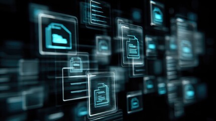 Abstract Representation of Digital Files and Data Streams in Futuristic Technology Background