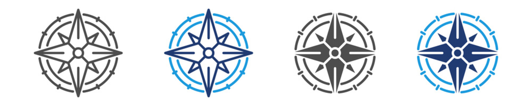 compass icon set multiple style
