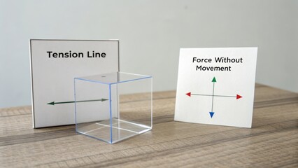 Educational Model Demonstrating Tension Line and Force Without Movement in a Simple Geometric Setup