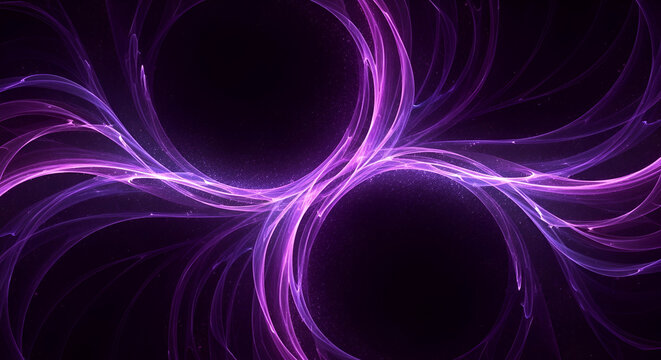 Abstract Purple Light Trails with Dark Circles in Modern Art Illustration