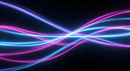 Dynamic flowing light trails creating abstract motion and energy on a dark background