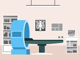 Medical MRI room n hospital. Hospital vector illustration. Flat illustration concept.