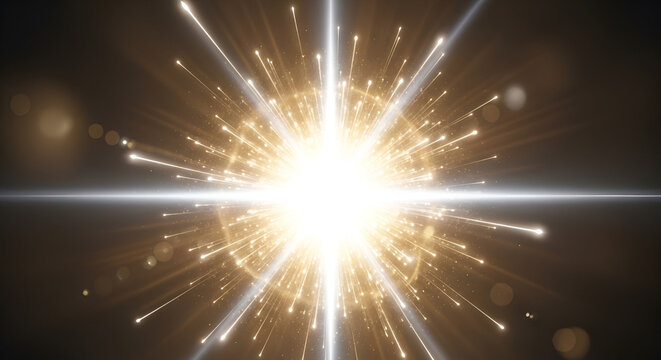 Radiant Explosion: A dazzling burst of light and golden particles background