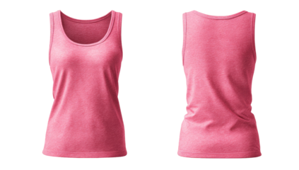 Front and back views of a light-pink women's tank top