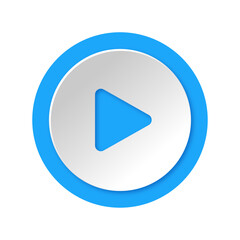 Blue Circular Play Button with White Glossy Center