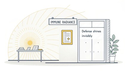 Immune Radiance Office Interior with Sunny Background and Informative Posters for Health and Wellness Concepts