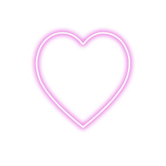 Glowing neon pink heart outline on a black background