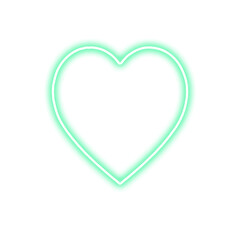 Glowing green neon heart on a black background