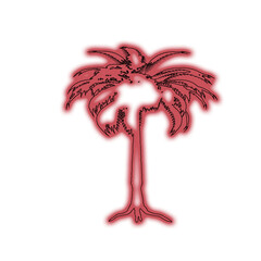Neon pink palm tree silhouette on black background