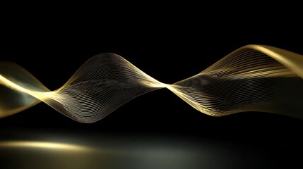 elegant golden wave lines forming a geometric rhythm, metallic reflection, blurred gradient background, luxury mood lighting, clean copy space