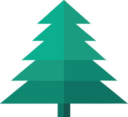 Obraz premium Simple geometric green christmas tree icon on white background